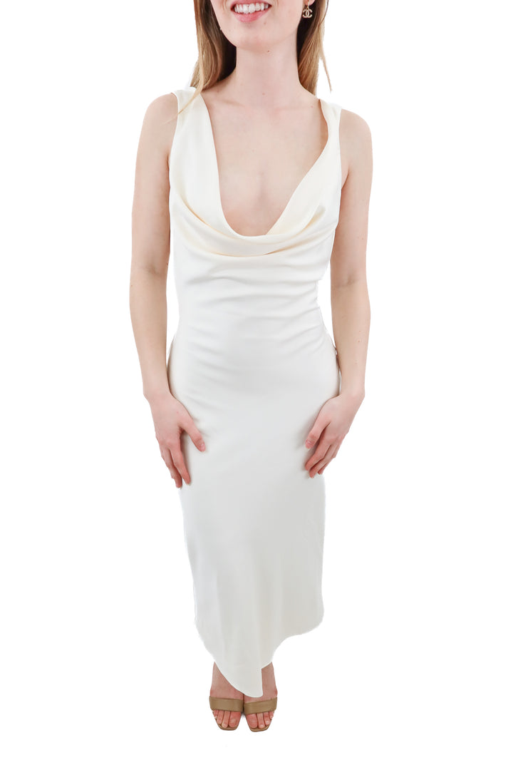 Michael Costello X Revolve satin cream slip dress (XXS)