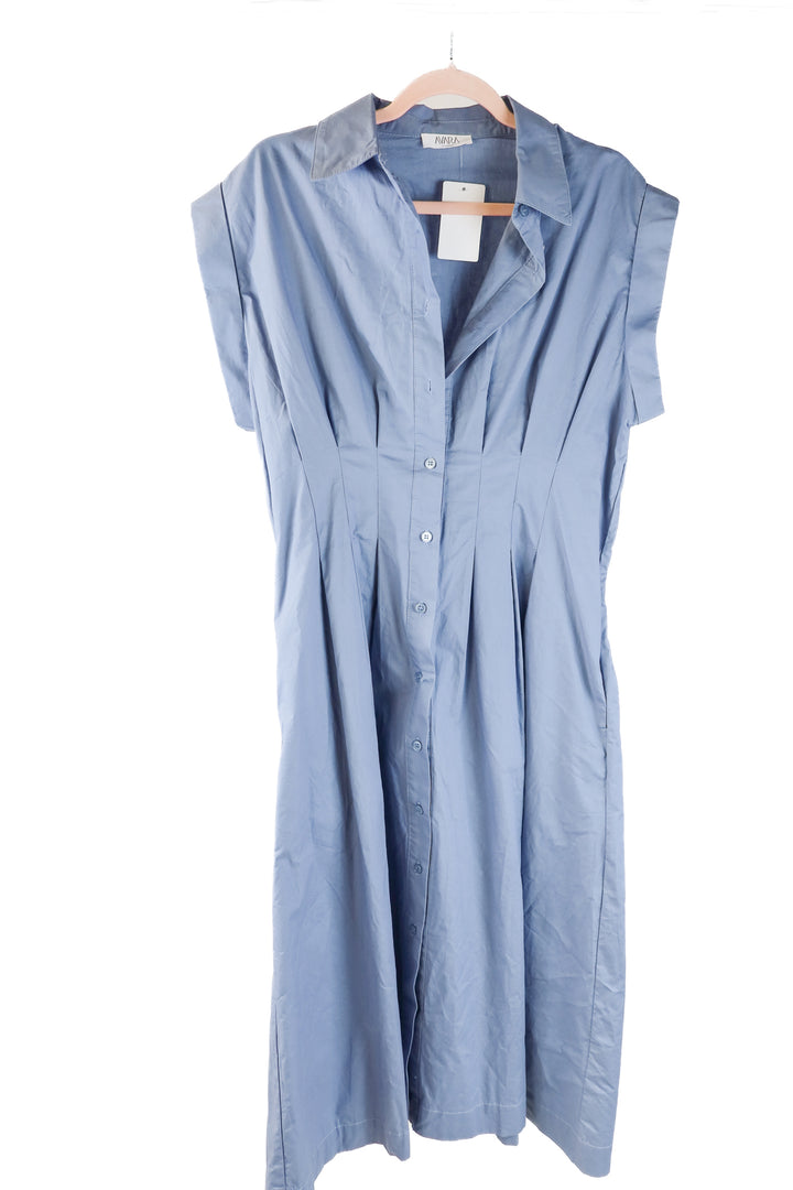Avara blue linen button up dress (XL)