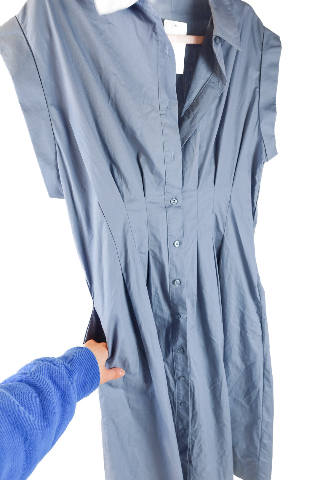 Avara blue linen button up dress (XL)