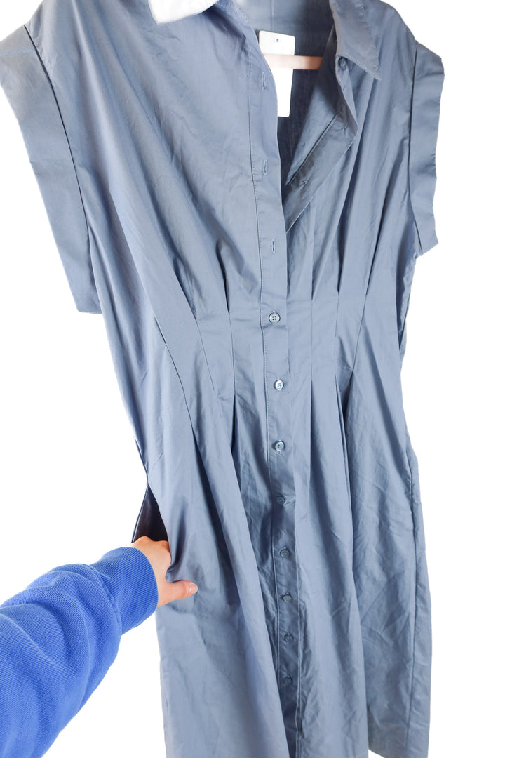 Avara blue linen button up dress (XL)