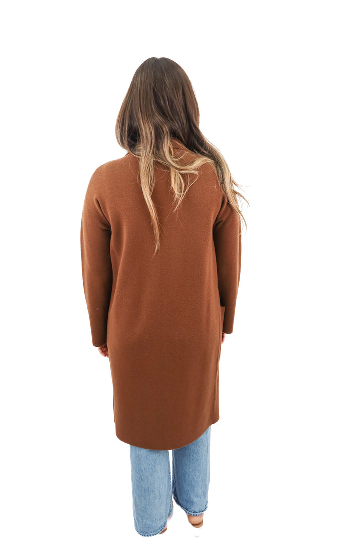 j. crew brown knit coatigan (XS)