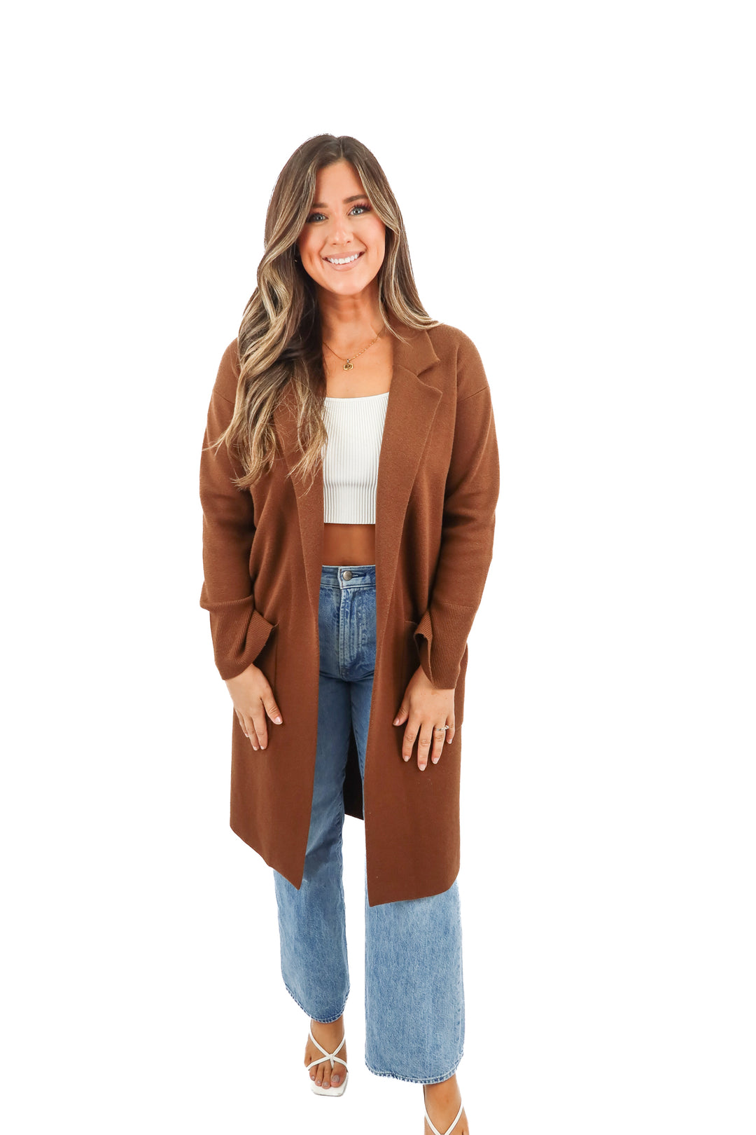 j. crew brown knit coatigan (XS)