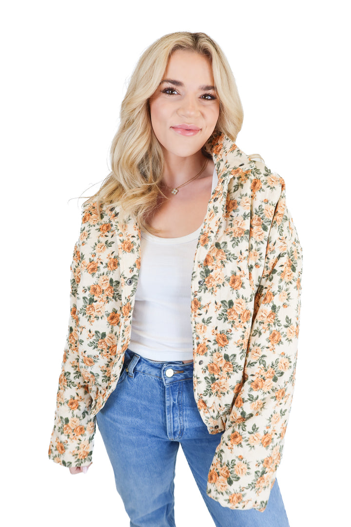 pink lily floral bomber jacket (s)