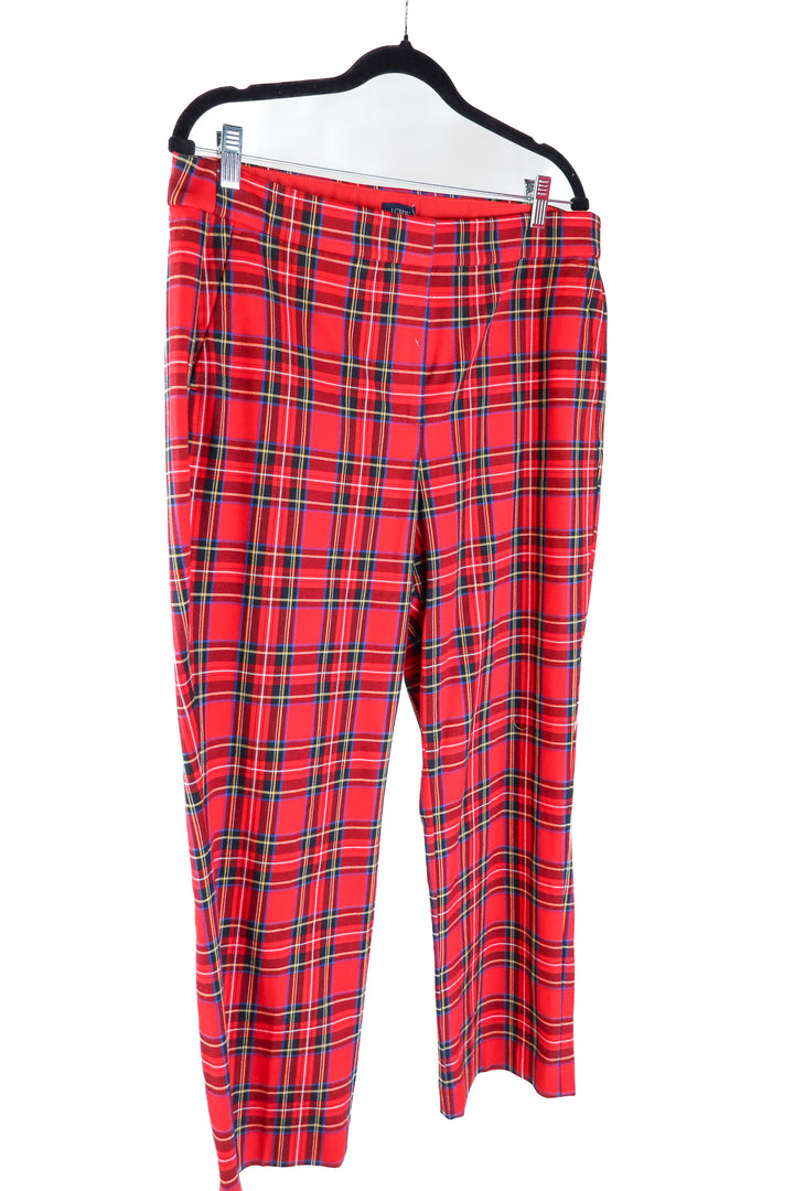 J.crew red multi plaid trousers (14)
