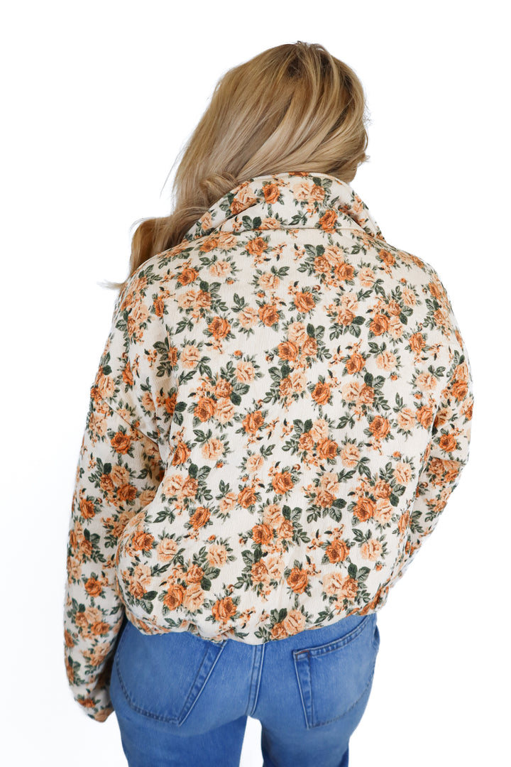 pink lily floral bomber jacket (s)