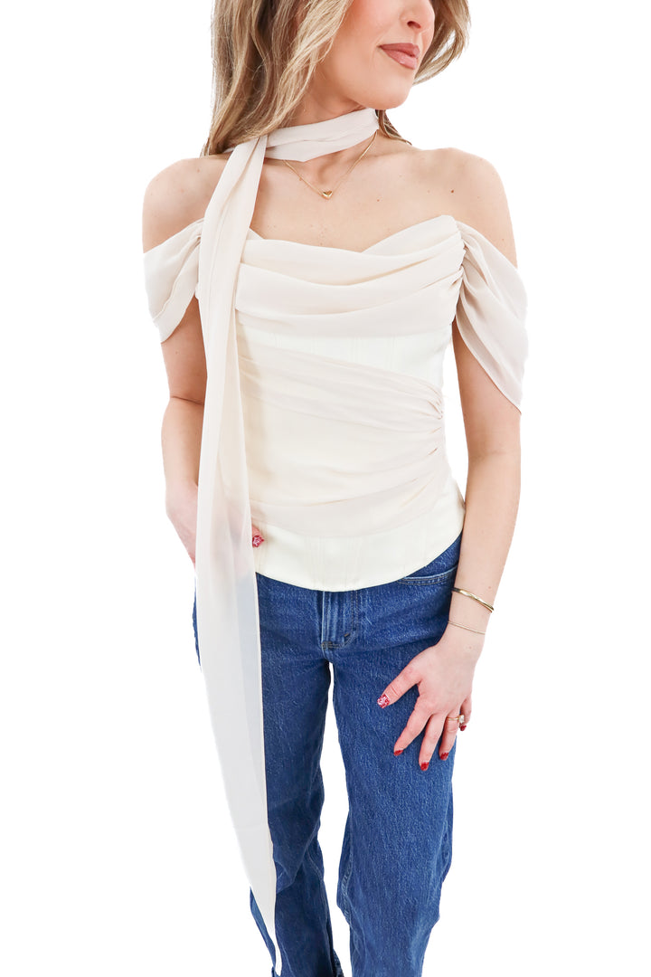 LPA cream strapless corset top (XS)