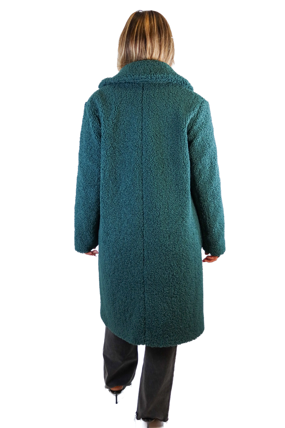 Ann Taylor teal long sherpa coat (S; retail $168)