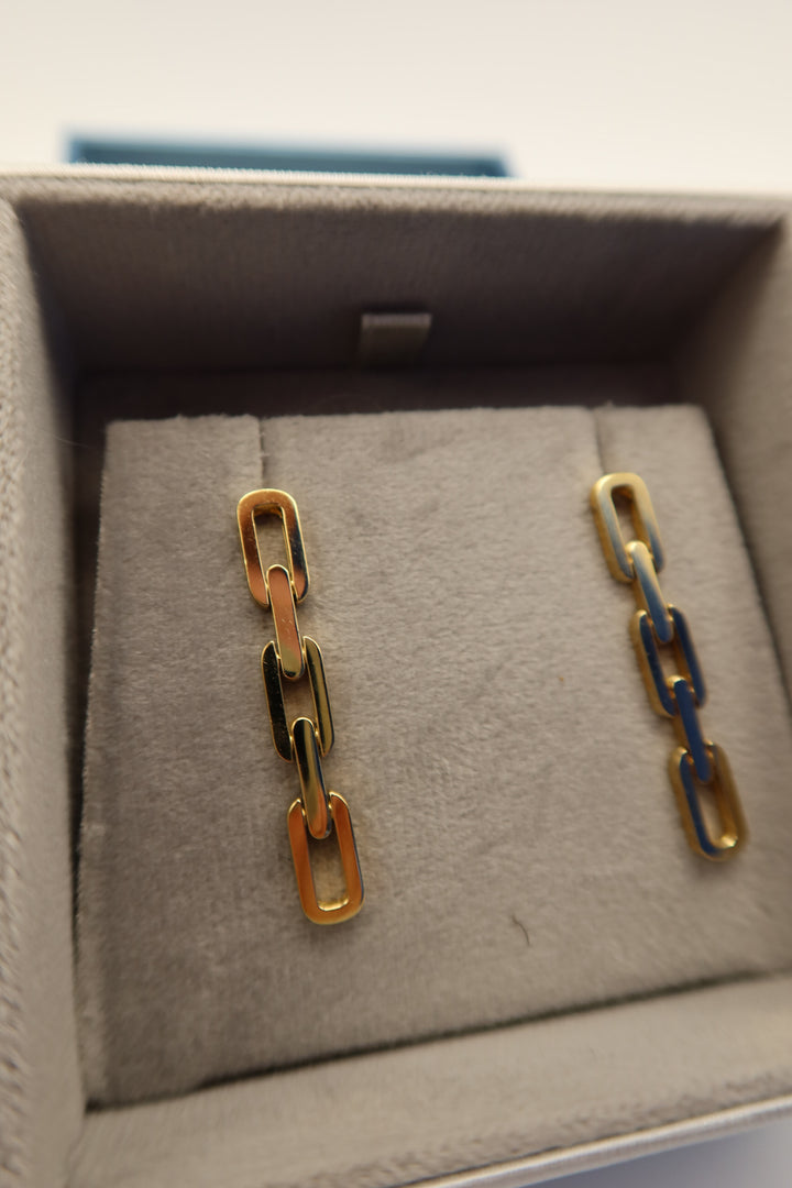 Diamond cellar gold chain link earrings NWOT