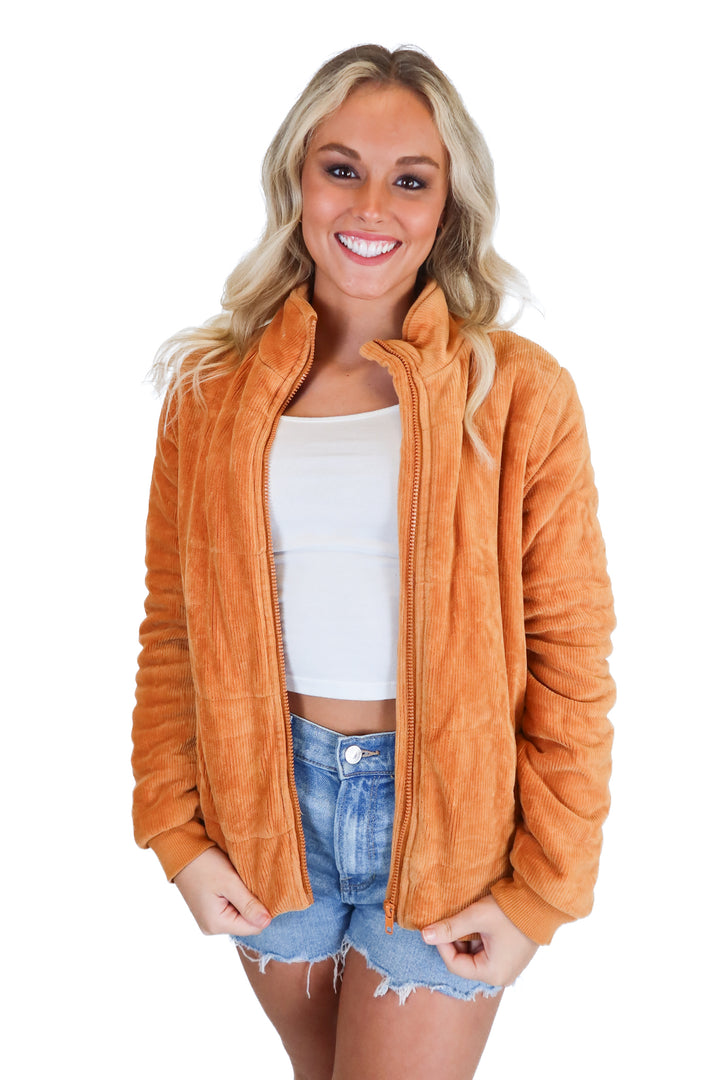altar'd state orange corduroy bomber jacket (s)