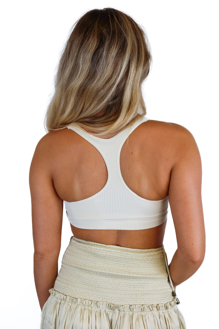 Free People White Racerback Bralette (XS/S)