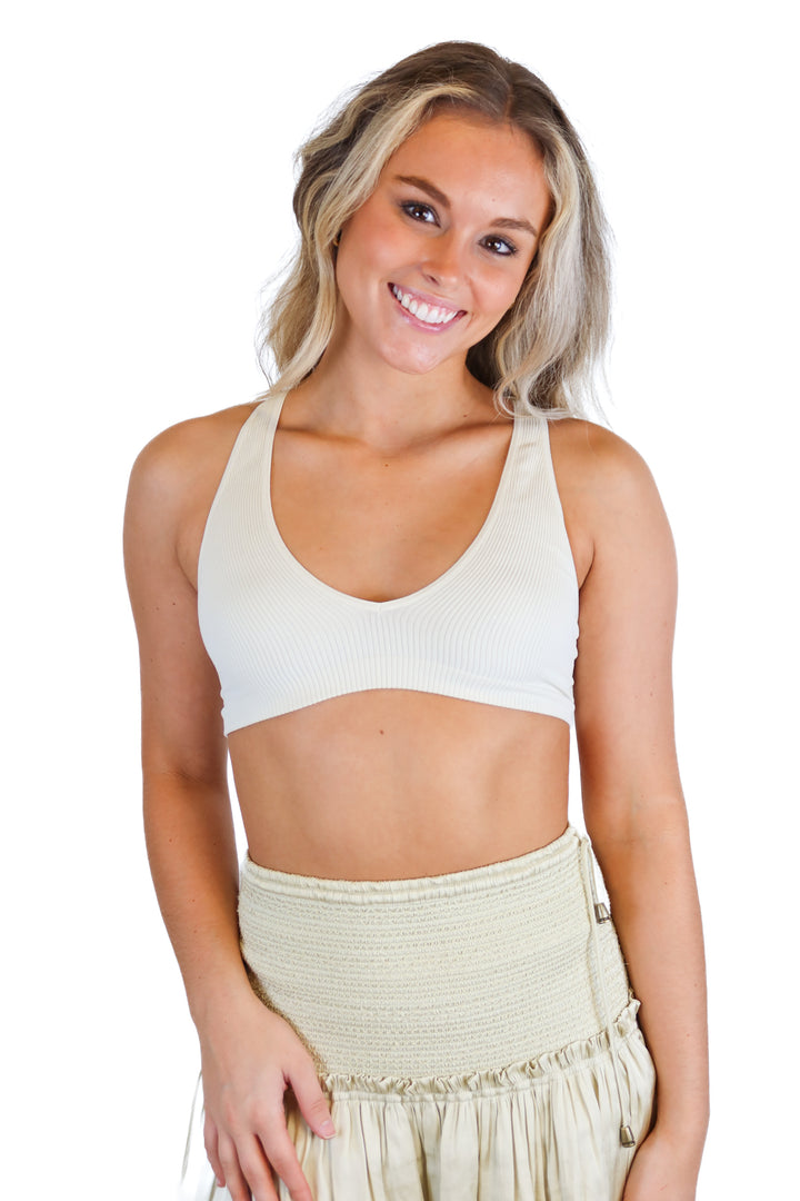 Free People White Racerback Bralette (XS/S)