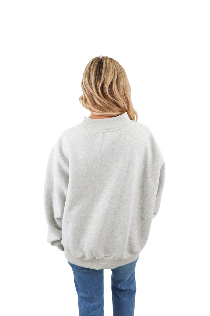 Parke gray mock neck sweatshirt (L/XL; retail $130)