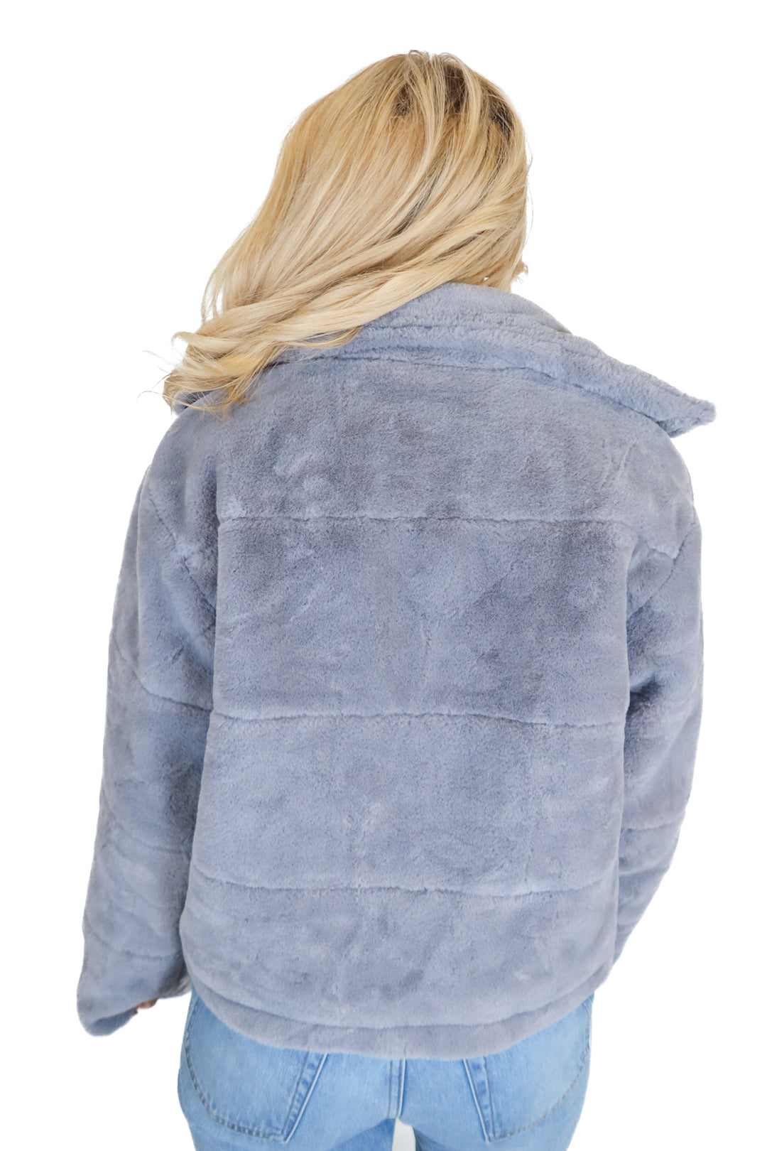 pink lily grey fuzzy bomber jacket (s)
