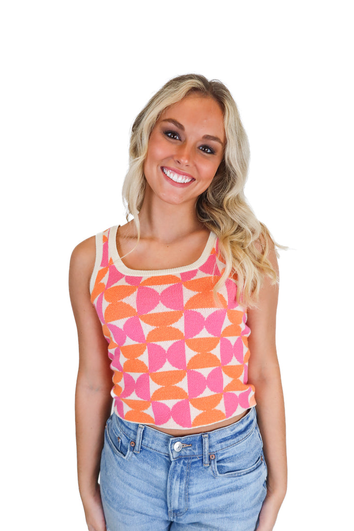 pink lily pink and orange knit tank (s)