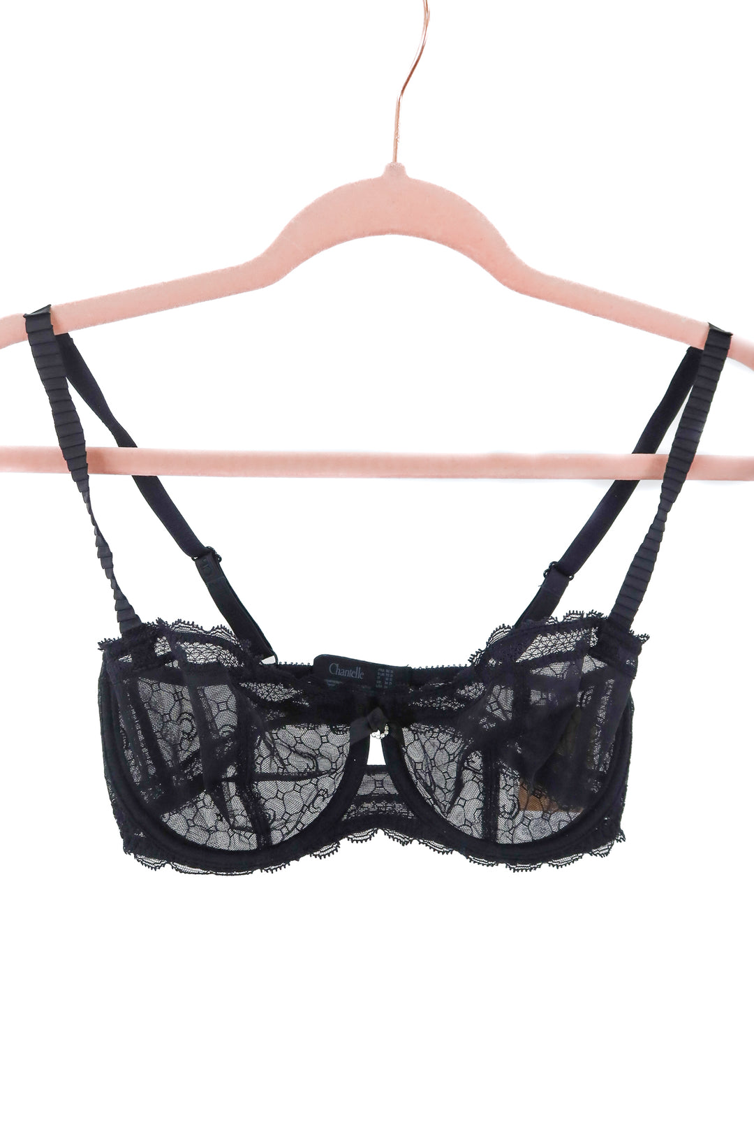 chantelle black mesh lace bra NWT (34D)
