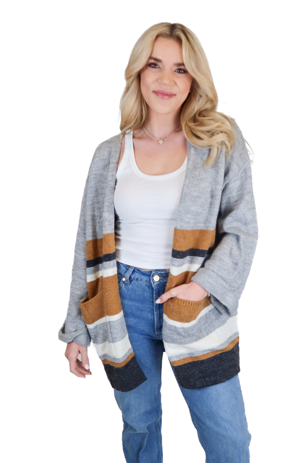 main strip long striped cardigan (s)