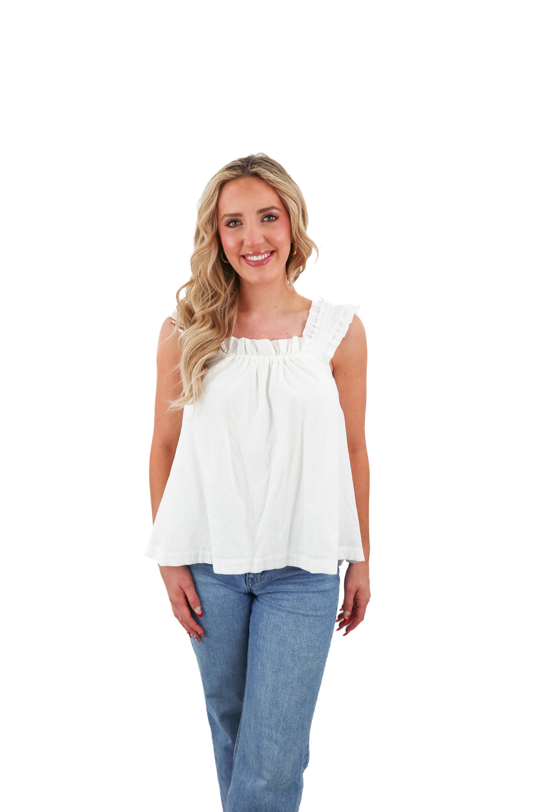 piyama white ruffle tank (xs; retail $48)