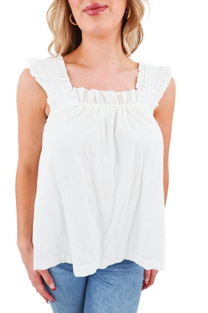 piyama white ruffle tank (xs; retail $48)