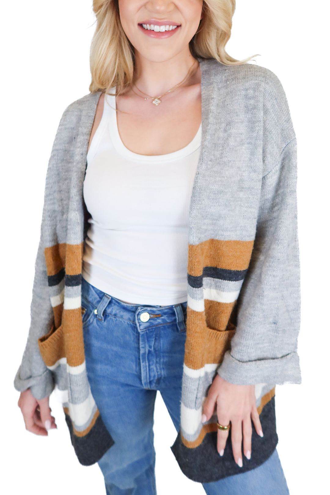 main strip long striped cardigan (s)