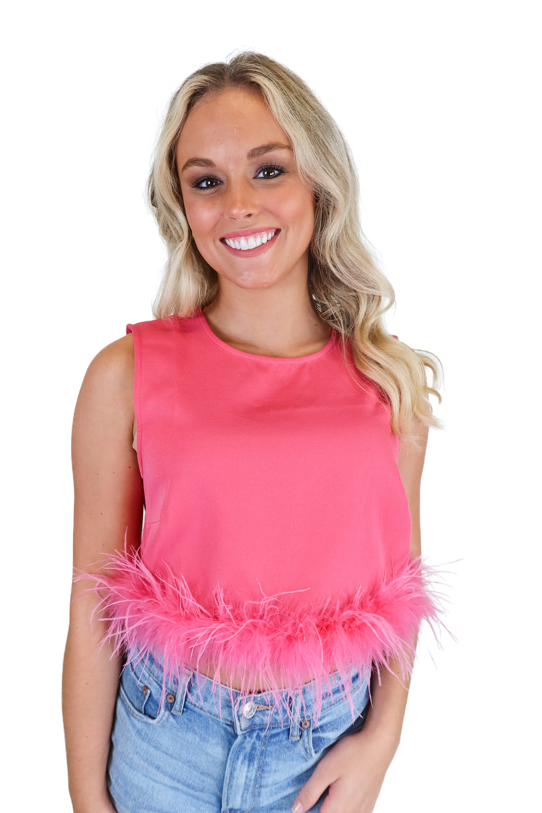 Le Lis pink feather top (s)