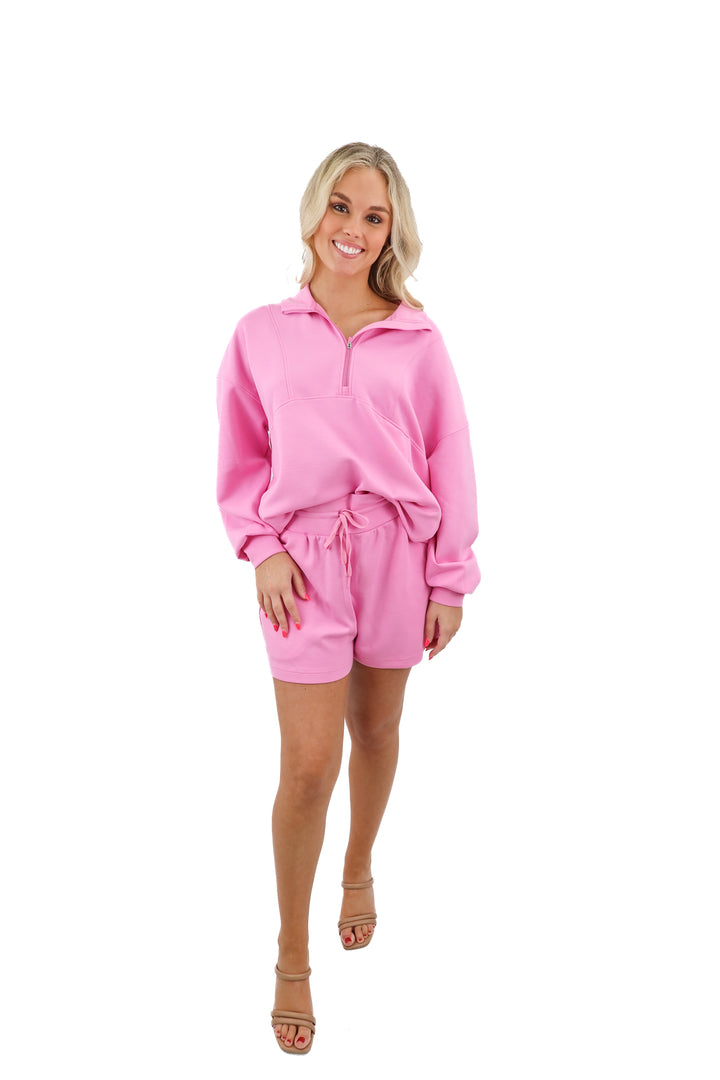 salt project pink short/pullover set (m; retail $95)