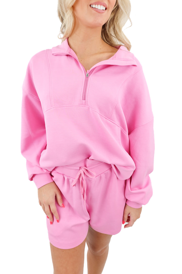 salt project pink short/pullover set (m; retail $95)