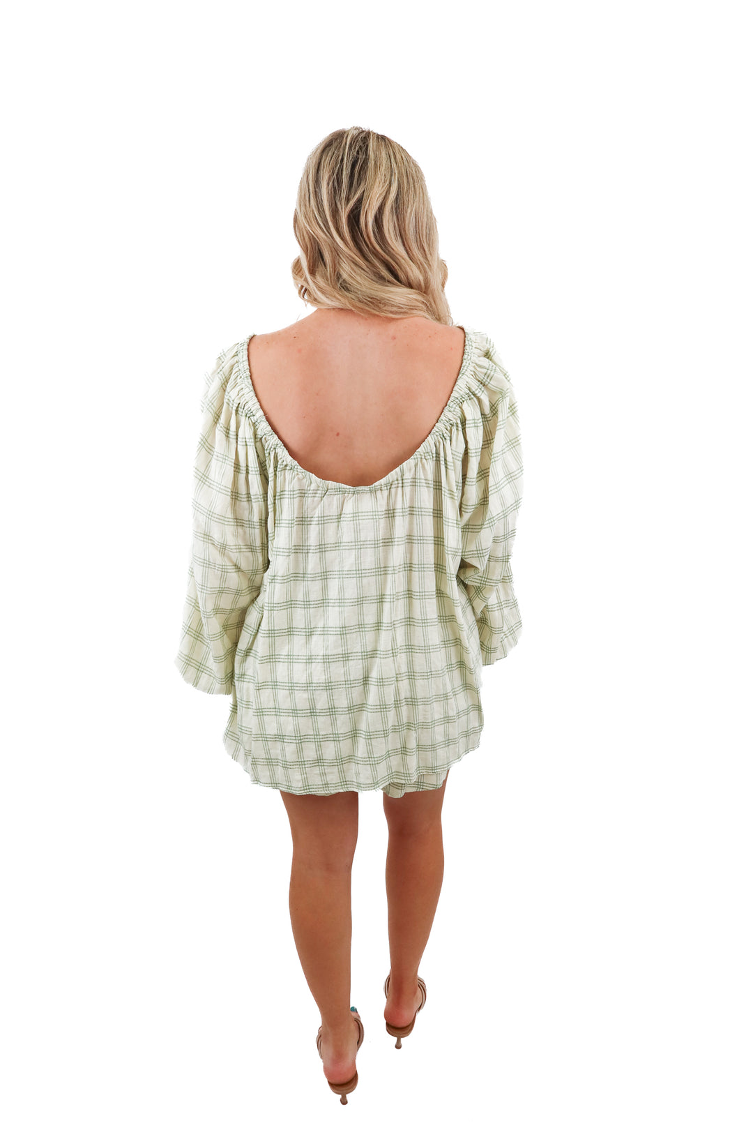 Sabo green gingham shorts set (S; retail $150)