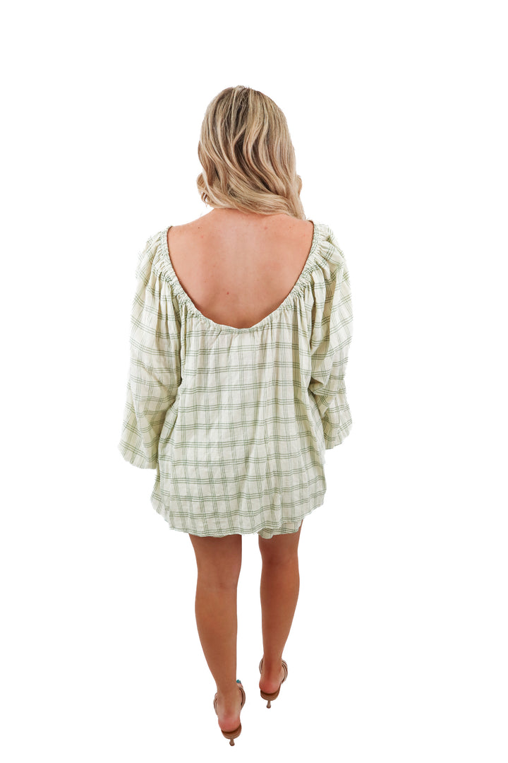 Sabo green gingham shorts set (S; retail $150)