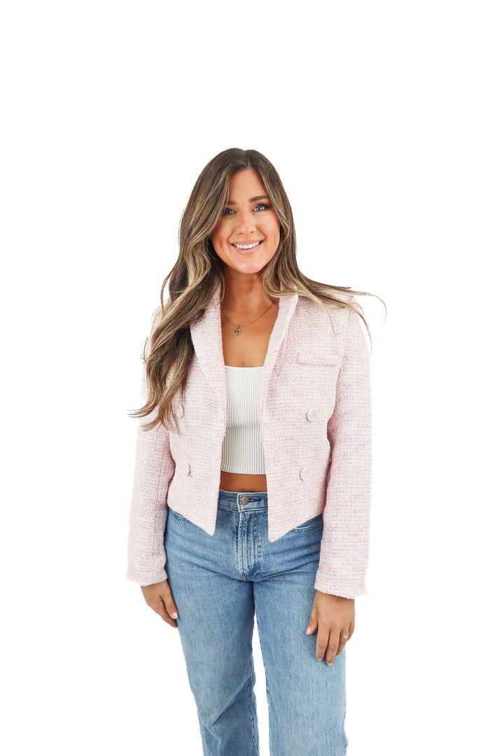 heartloom pink woven blazer NWT (m; retail $188)