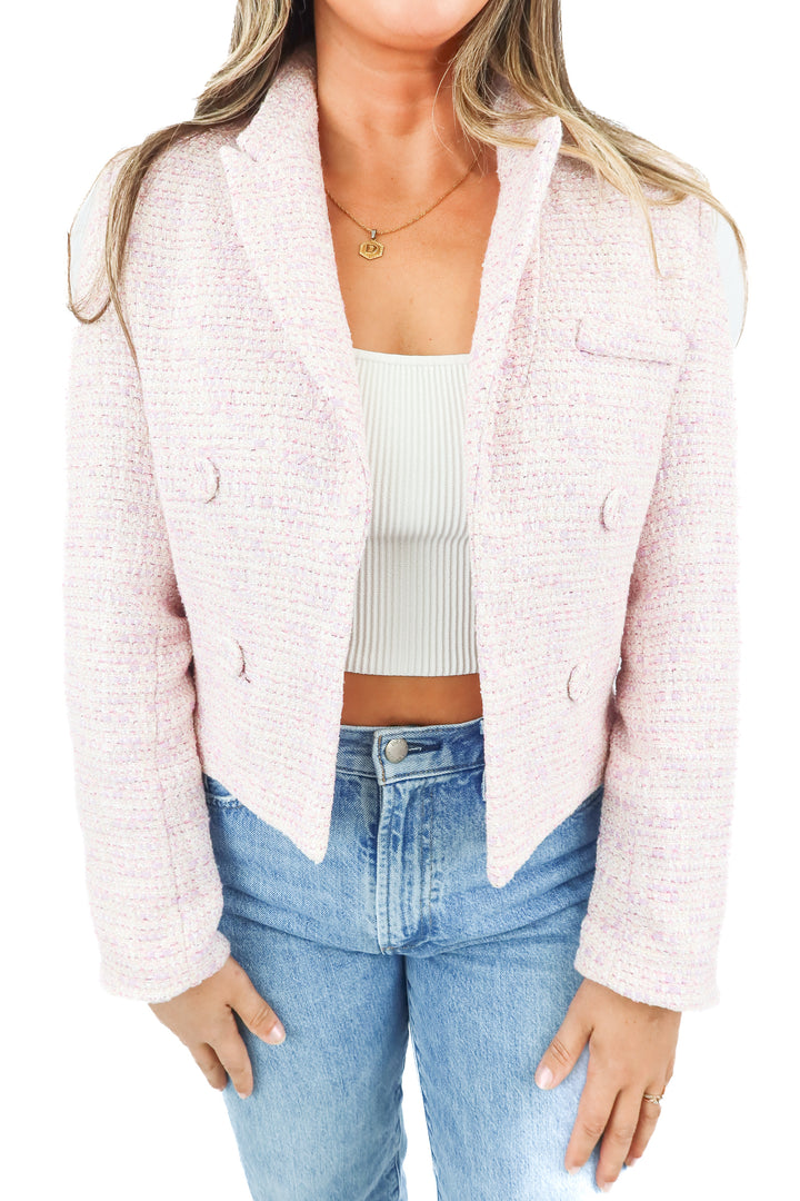 heartloom pink woven blazer NWT (m; retail $188)