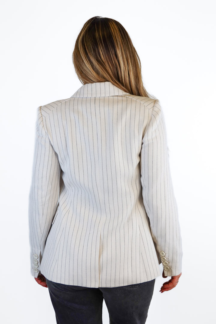 Paige beige blazer w/ black stitching (2; retail $399)