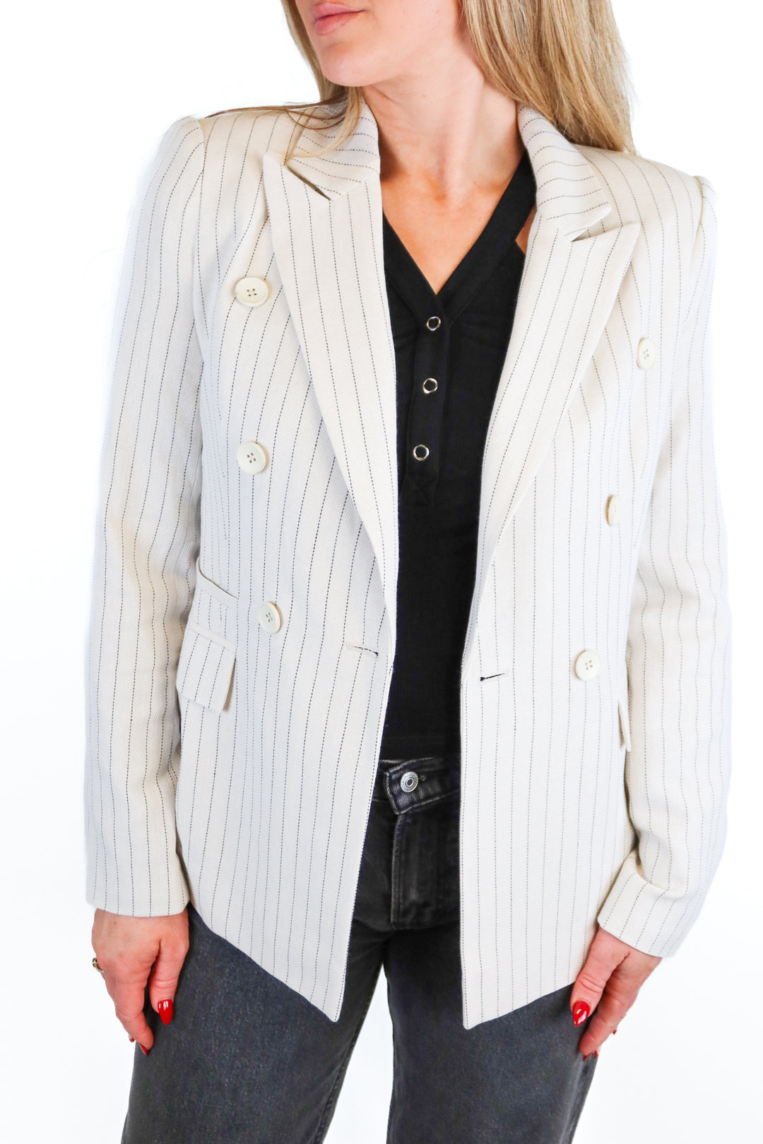 Paige beige blazer w/ black stitching (2; retail $399)