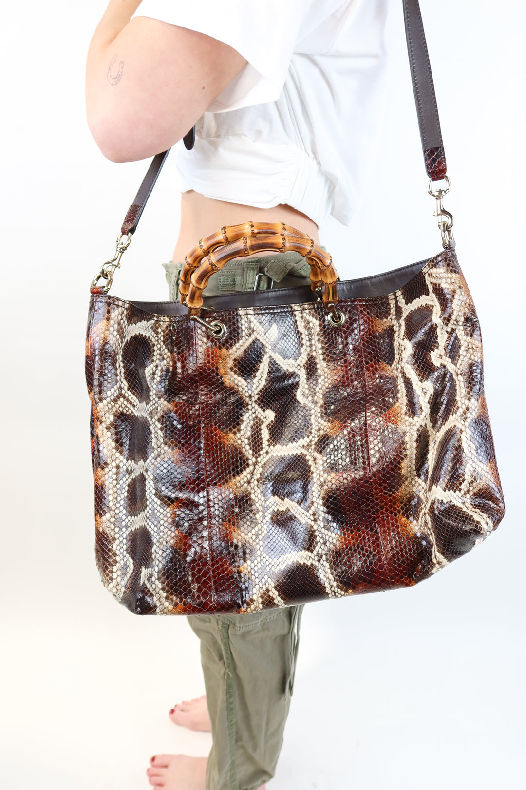 Gucci Python Tote with Bamboo Hanldes (est. retail $6,600)