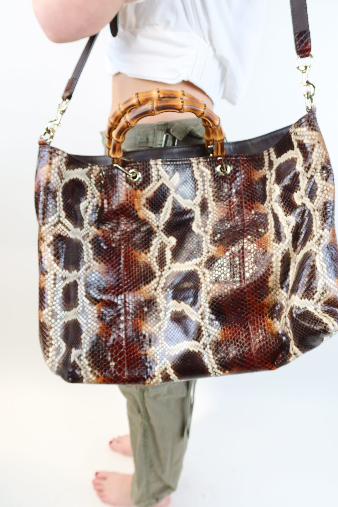 Gucci Python Tote with Bamboo Hanldes (est. retail $6,600)