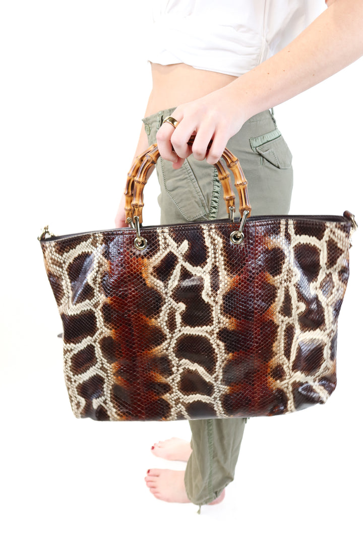 Gucci Python Tote with Bamboo Hanldes (est. retail $6,600)
