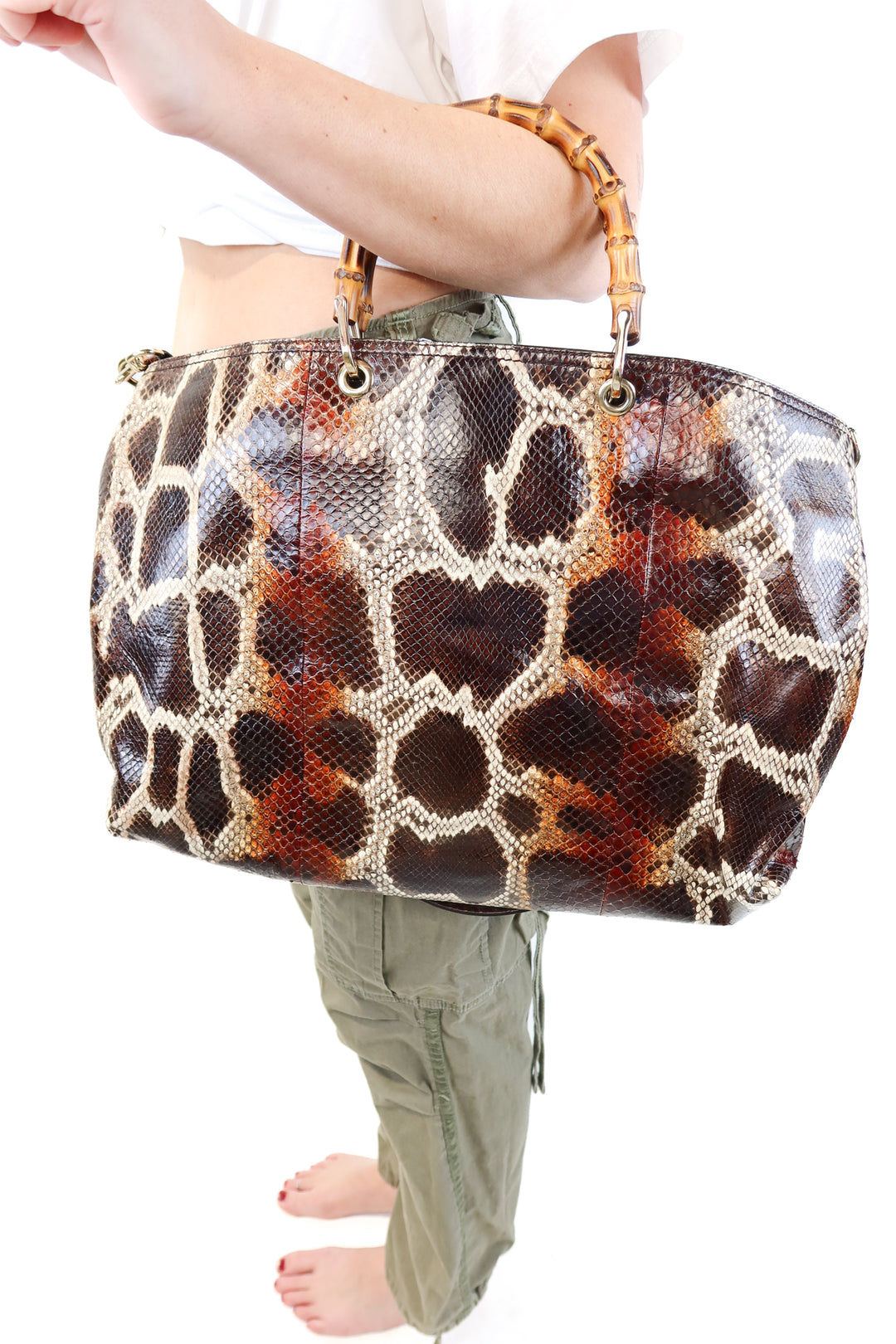 Gucci Python Tote with Bamboo Hanldes (est. retail $6,600)