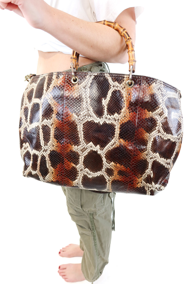 Gucci Python Tote with Bamboo Hanldes (est. retail $6,600)