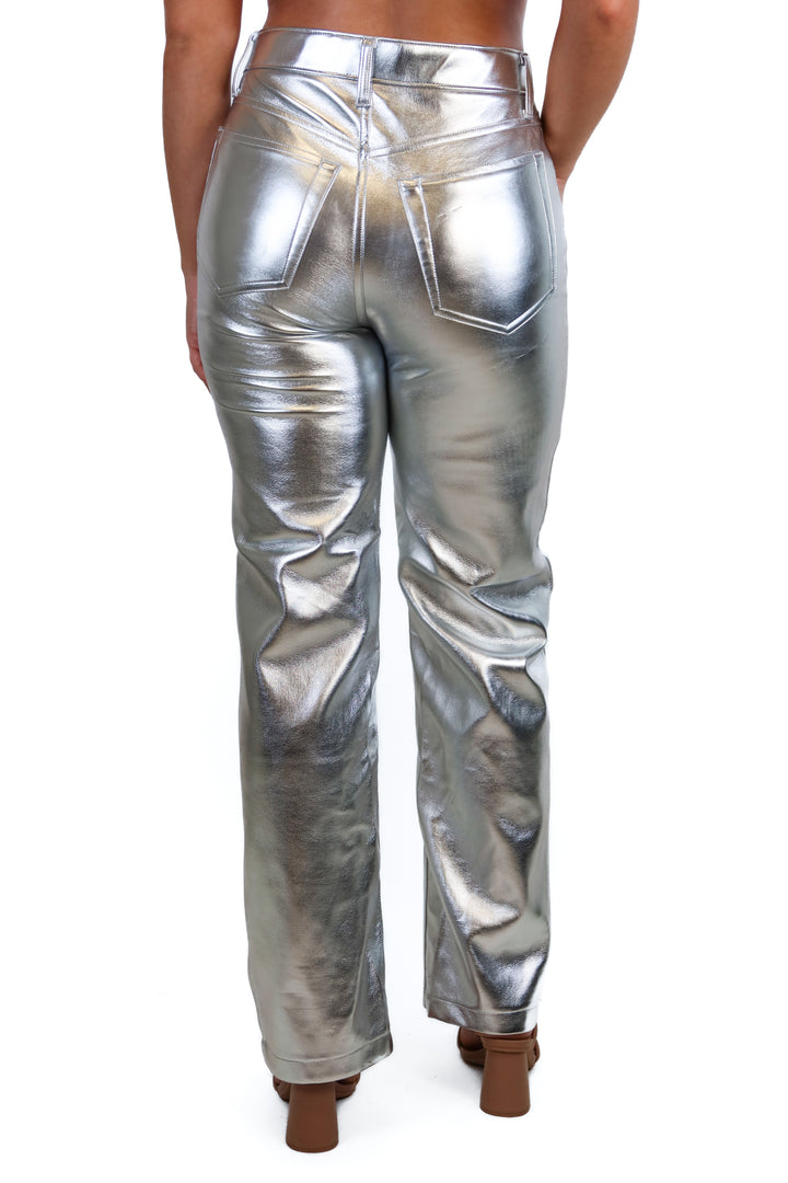 abercrombie & fitch silver metallic pants NWT (26/2; Retail $110)