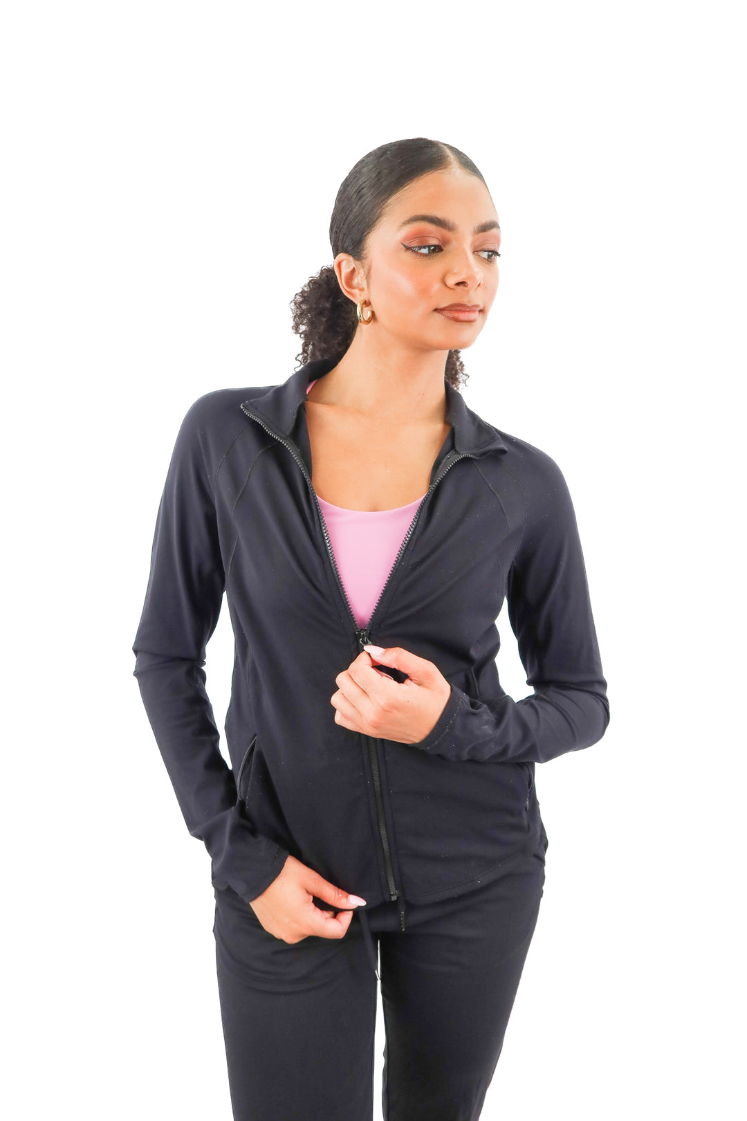 spanx black full zip active jacket (M)