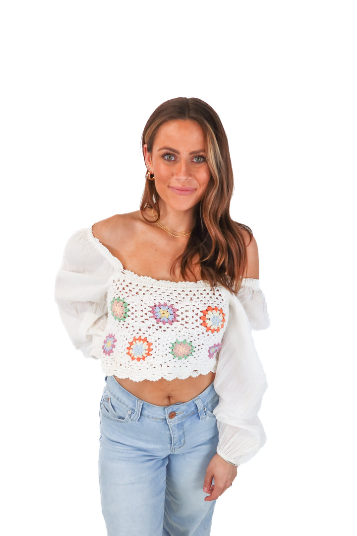 aerie colorful crochet top (s)