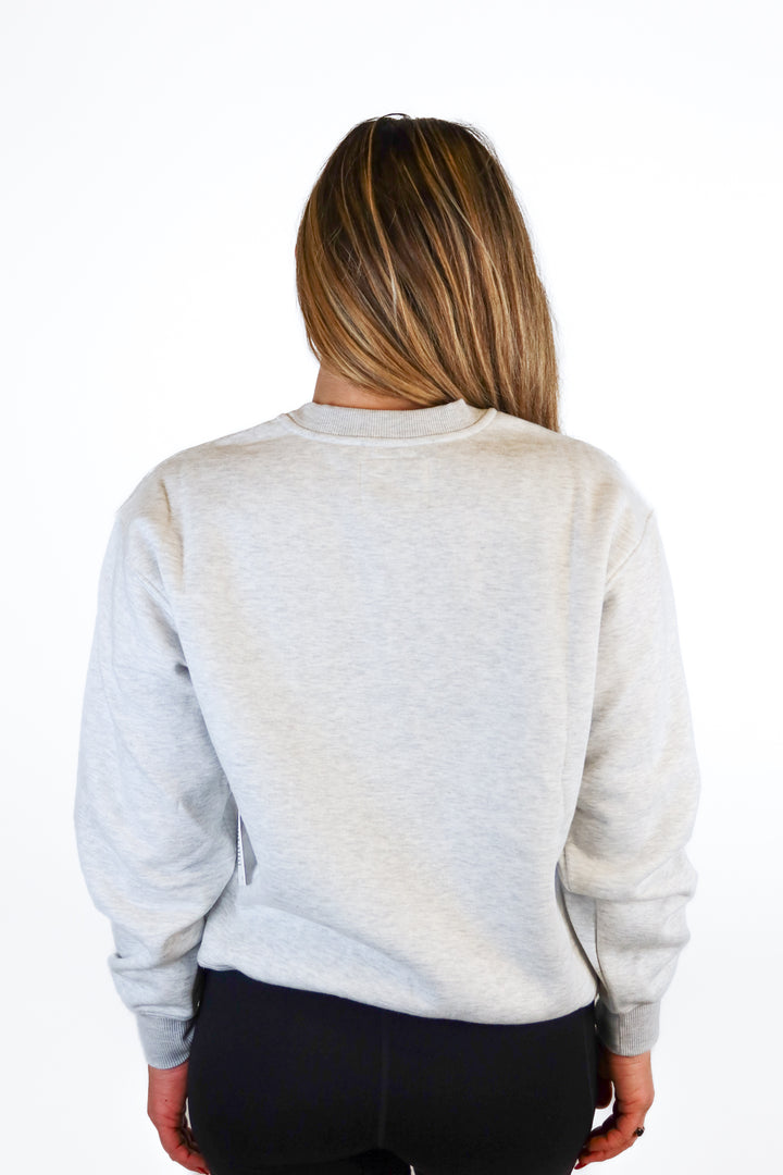 dew light grey "overdressed" crewneck (s/m)