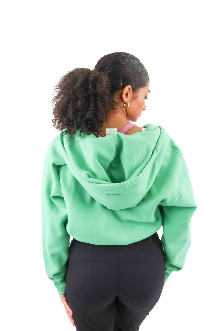 aritzia green boyfriend fit full zip jacket (M)