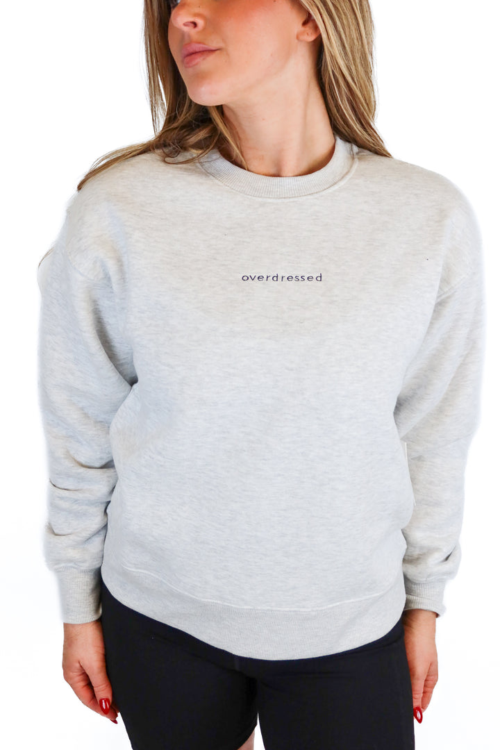 dew light grey "overdressed" crewneck (s/m)