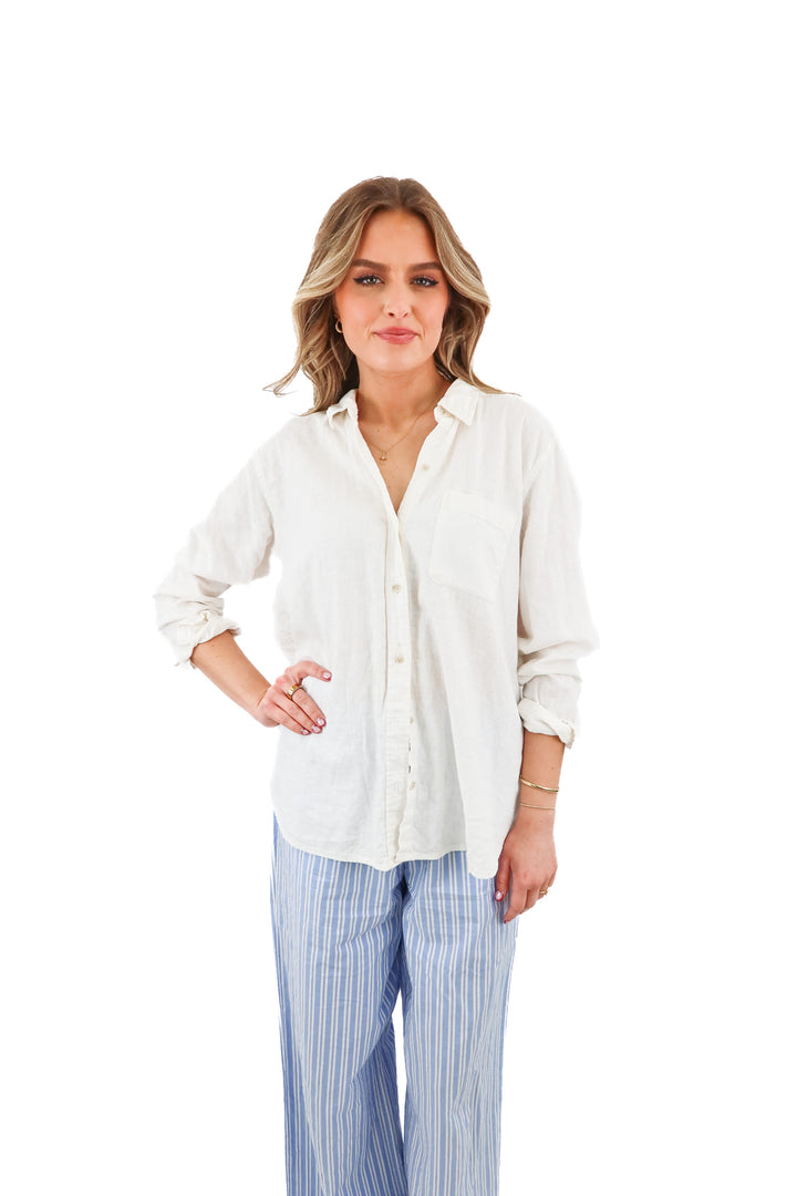 universal threads linen button up (L)