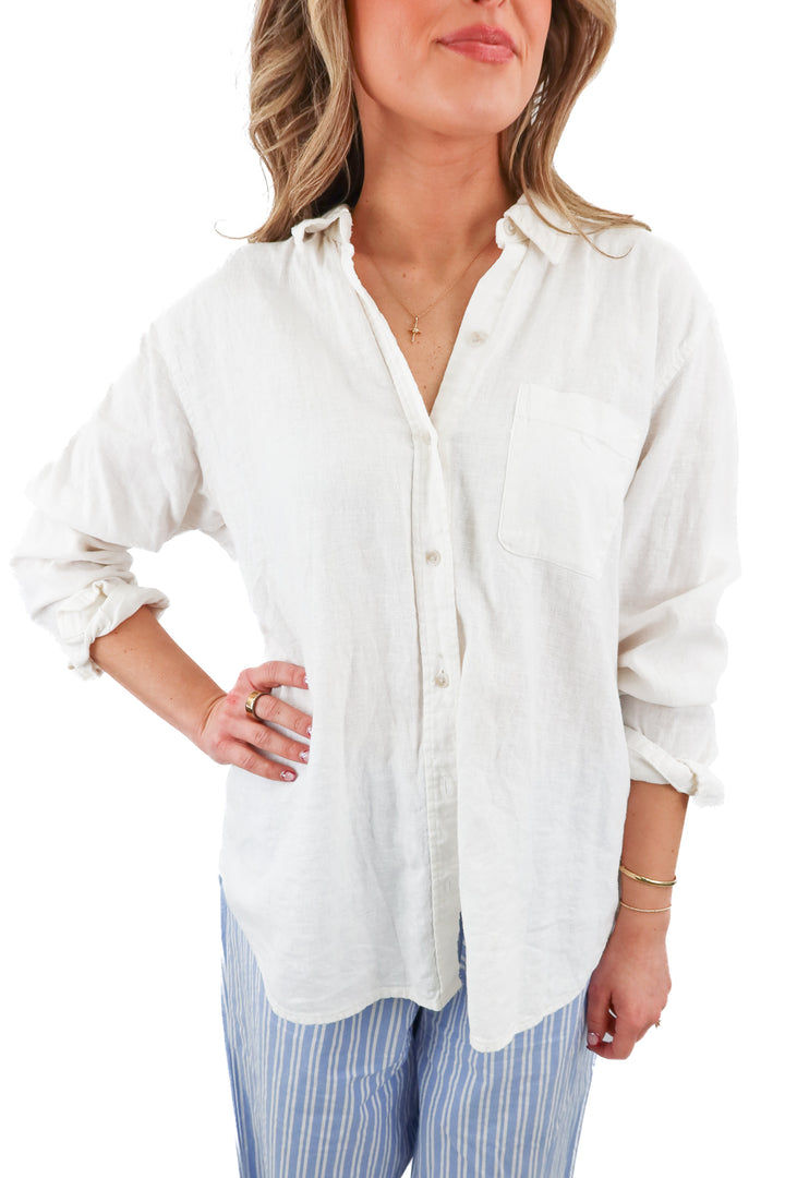 universal threads linen button up (L)