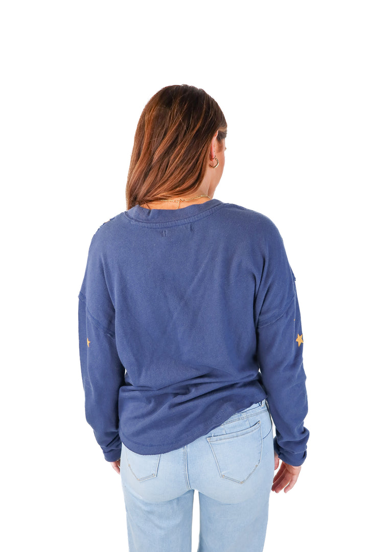 We the free navy "jersey" sweatshirt (XS; retails for $88)