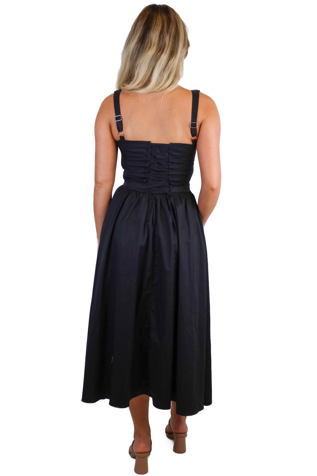 House of CB black button down midi dress (XS; retail $255)