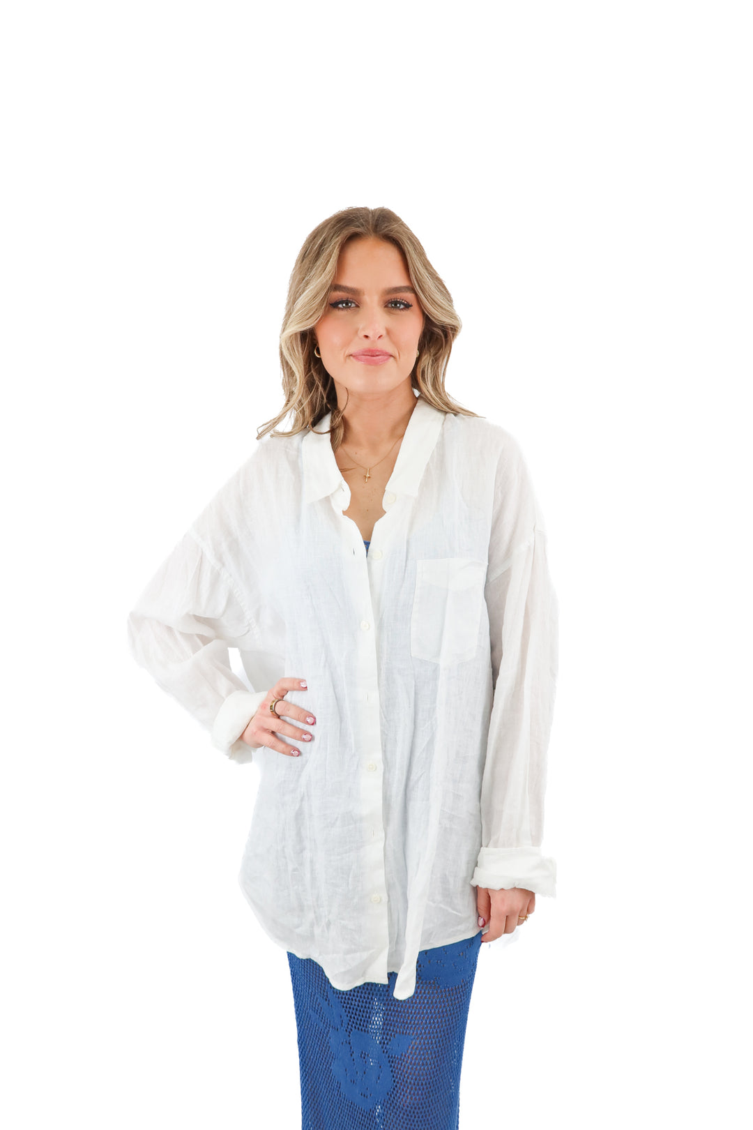 wilfred linen white button up top (L; retail $98)