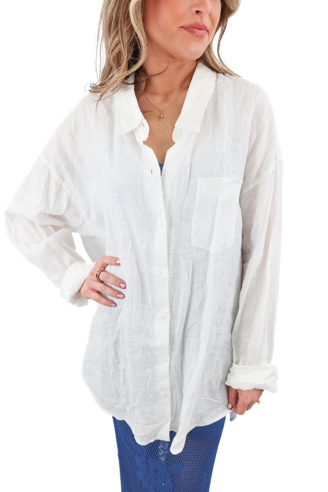 wilfred linen white button up top (L; retail $98)
