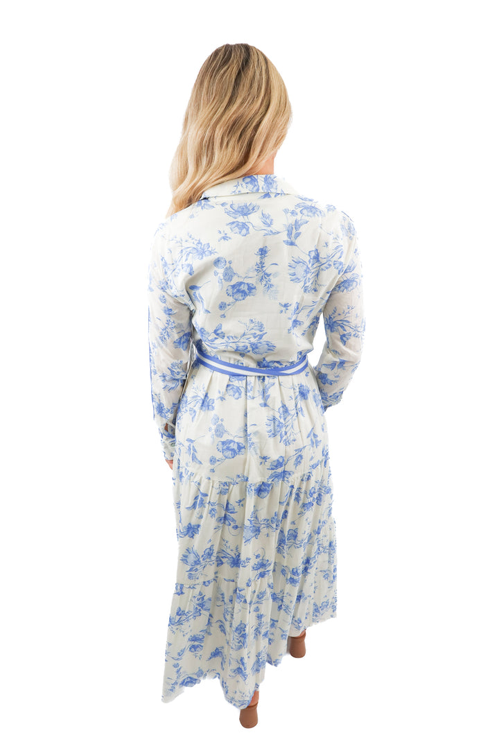 cece white/blue floral maxi dress (S; retail $139)
